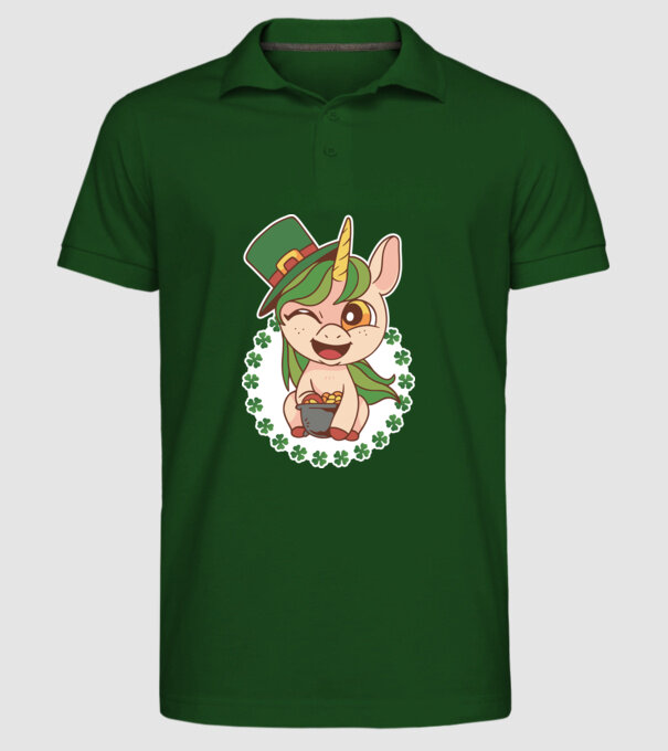 St Patrick Unicorn model verde închis pe tricou