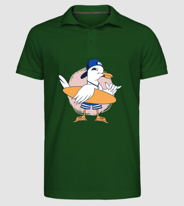 Pescăruș Surfing model verde închis pe tricou