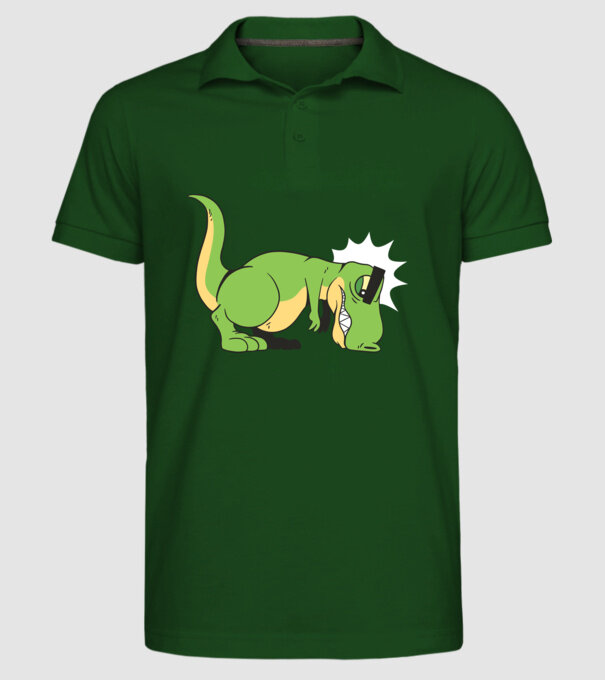 T-rex Push-up model verde închis pe tricou