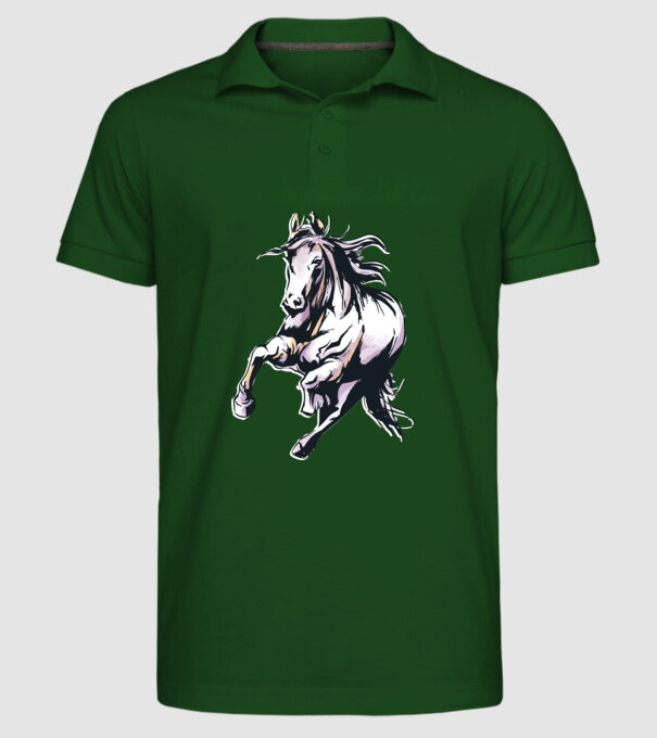 Cal alergând Tricou pentru călăreți model verde închis pe tricou