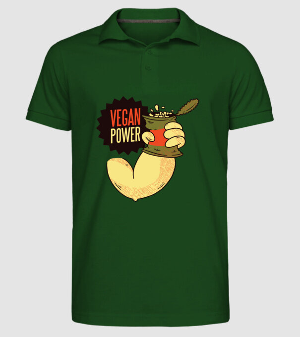 Putere vegan model verde închis pe tricou
