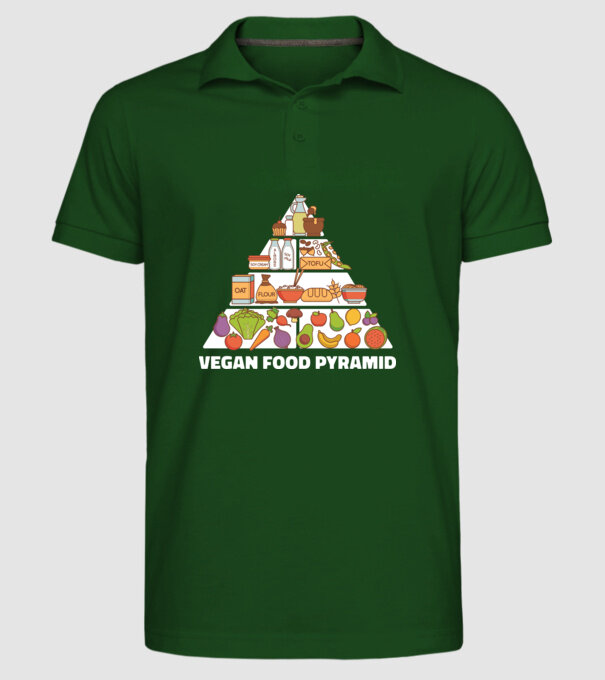 Piramidă vegan model verde închis pe tricou