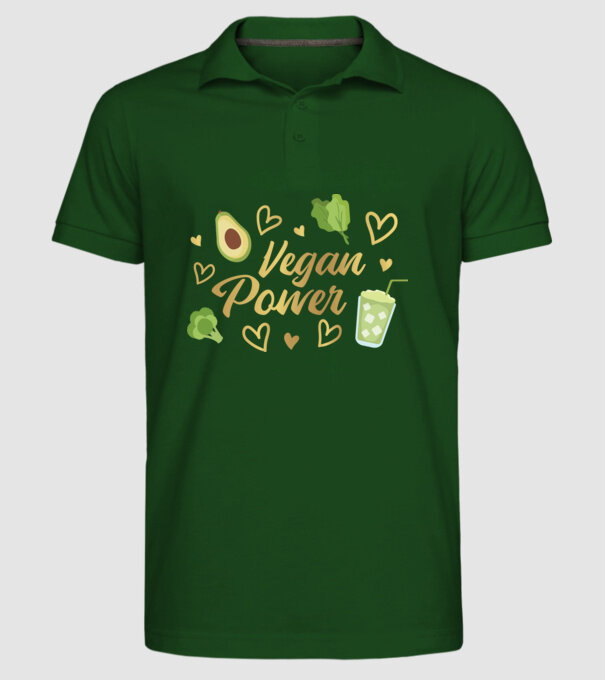 Vegan Power tricou vegan model verde închis pe tricou