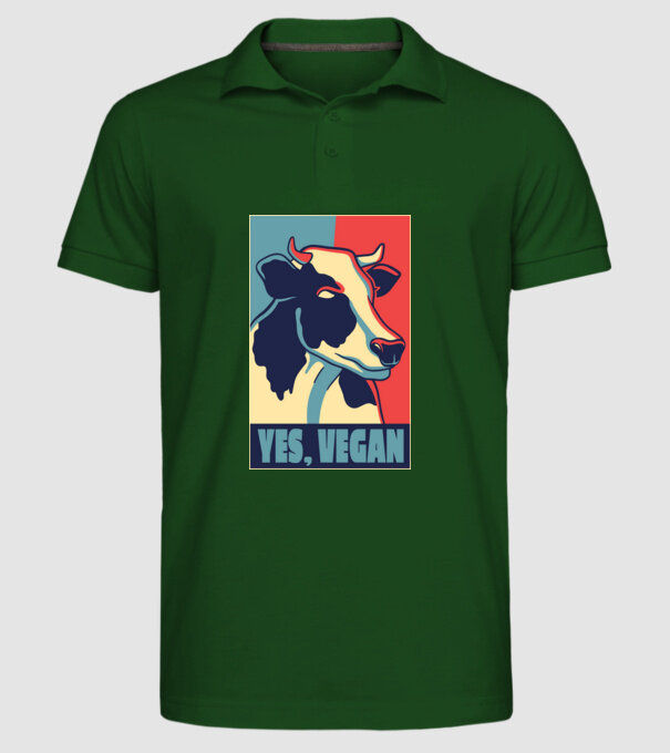 Yes, Vegan model verde închis pe tricou