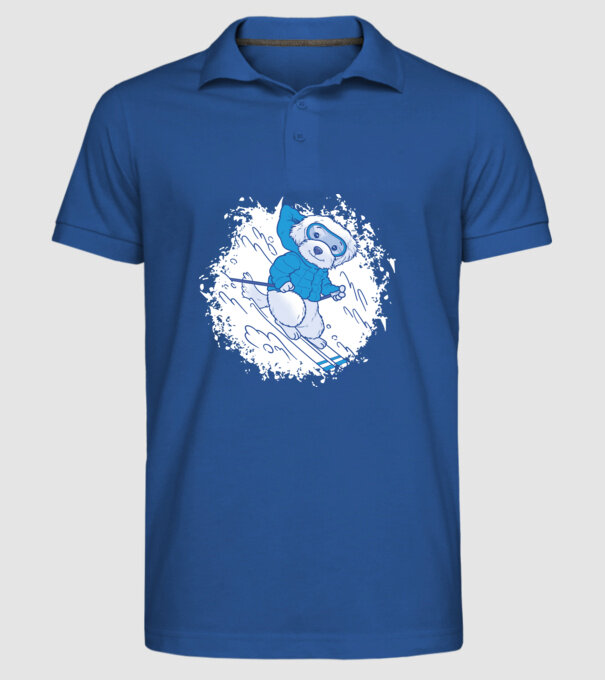 Câine drăguț schiind model albastru regal pe tricou