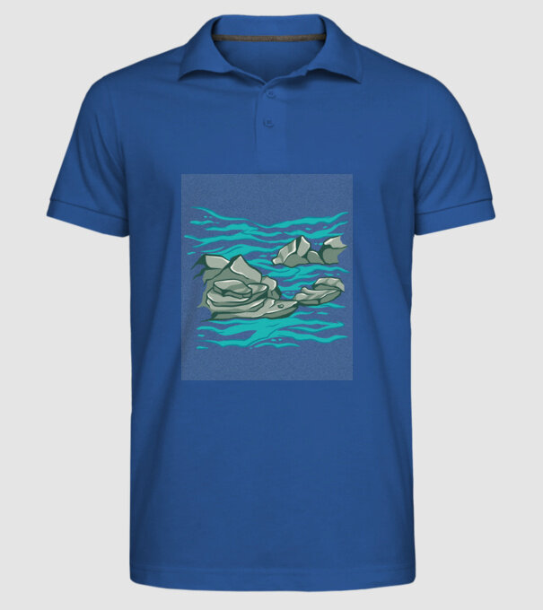 Oceanul cu Stânci model albastru regal pe tricou