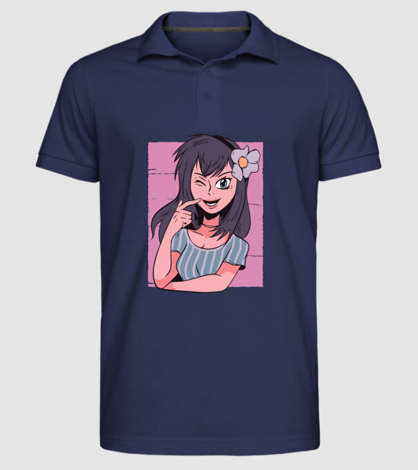 Fată Anime model albastru închis pe tricou