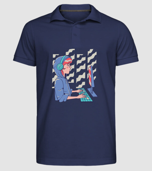 Anime Programator fată model albastru închis pe tricou