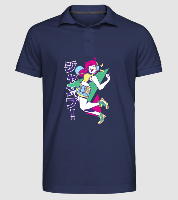 Anime fată retro model albastru închis pe tricou