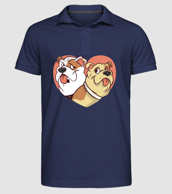 Dragoste Bulldog model albastru închis pe tricou