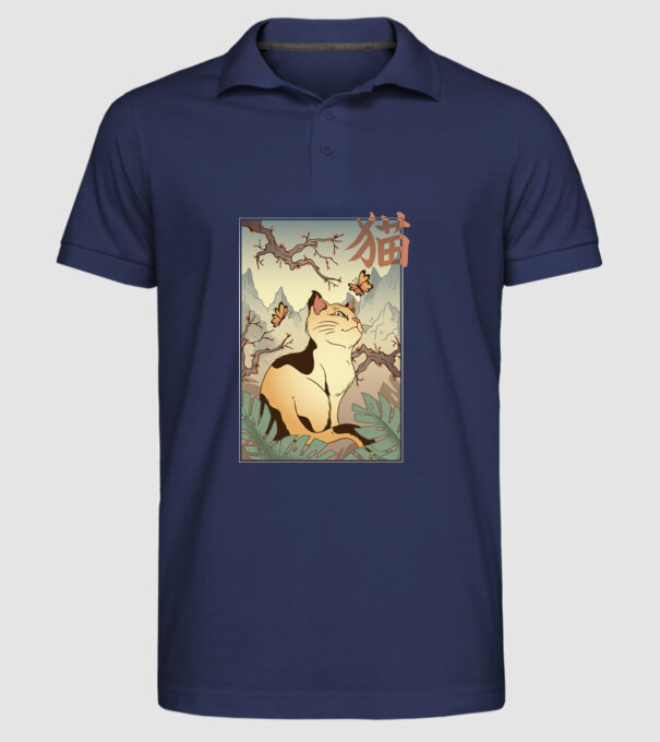 Pictură Pisică model albastru închis pe tricou
