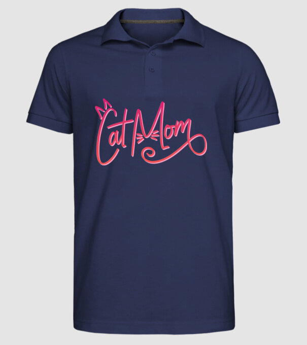 Mamă cu pisică model albastru închis pe tricou