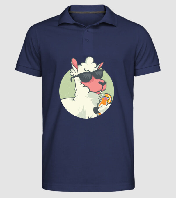 Lama drăguț cu cocktail tricou amuzant model albastru închis pe tricou