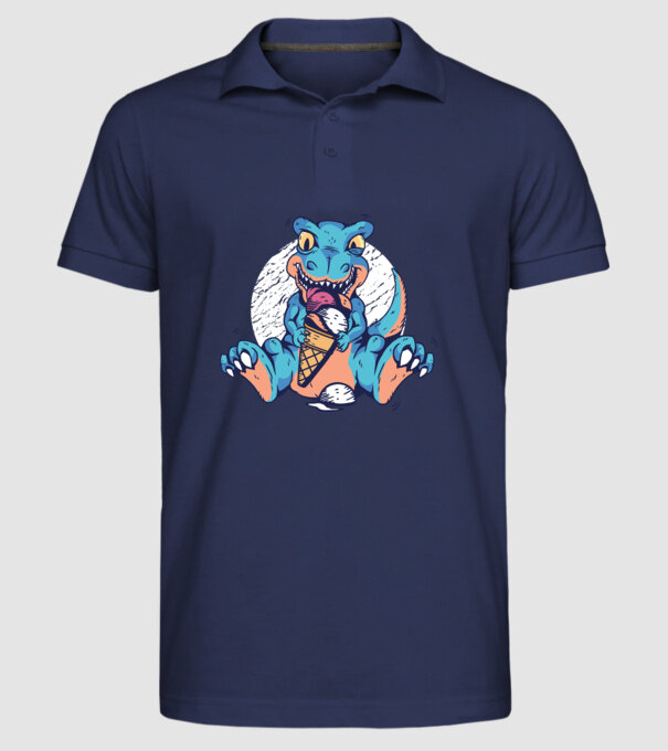 T-rex drăguț cu înghețată model albastru închis pe tricou