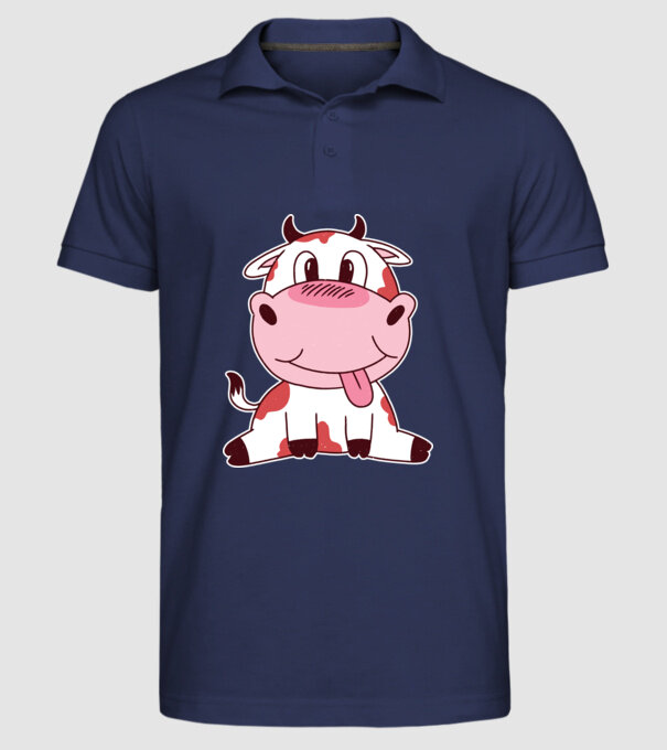 Vacă drăguță model albastru închis pe tricou