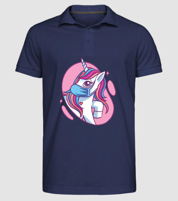 Unicorn drăguț cu mască model albastru închis pe tricou