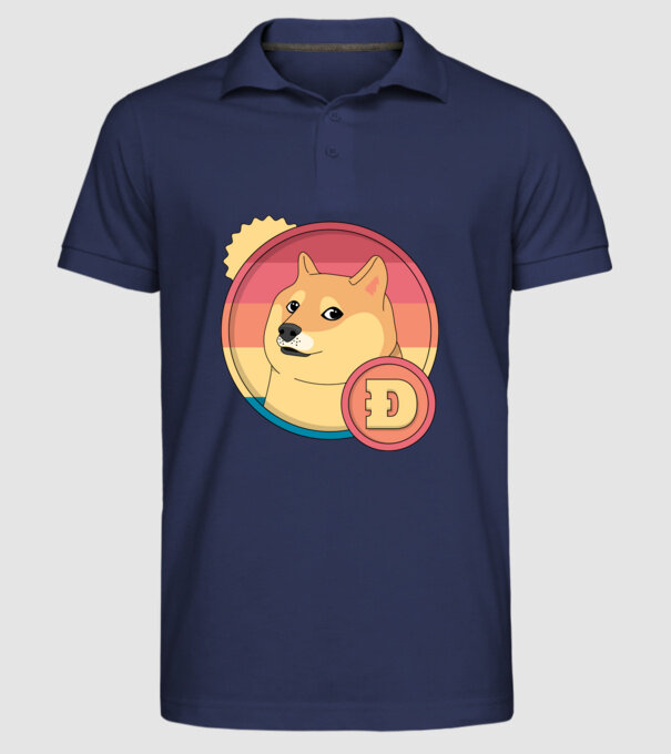 Doge Coin model albastru închis pe tricou