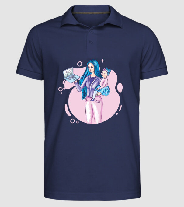 Mamă Lucrătoare model albastru închis pe tricou