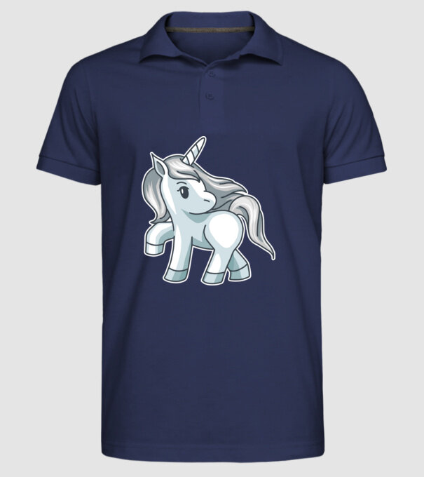Unicorn de argint model albastru închis pe tricou