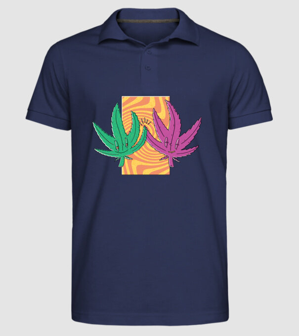 Frunze marijuana salut model albastru închis pe tricou