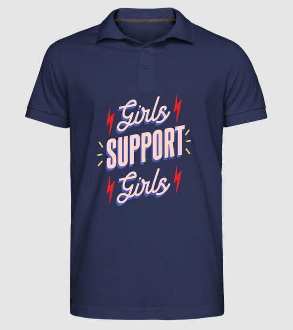 Girls Support Girls Ziua Femeii model albastru închis pe tricou
