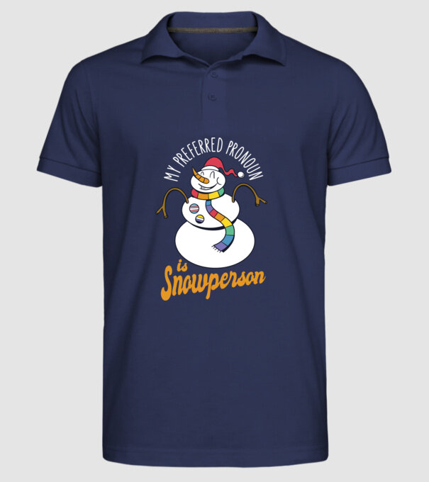 Om de zăpadă model albastru închis pe tricou