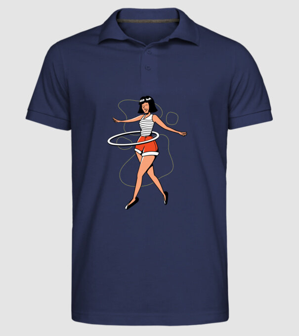 Cerc hula-hoop model albastru închis pe tricou