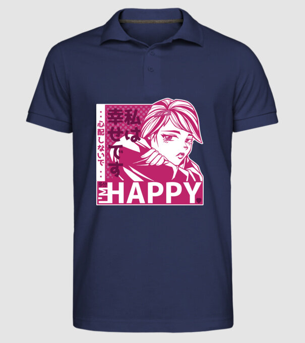 'I''m happy fată Anime antisocială' model albastru închis pe tricou