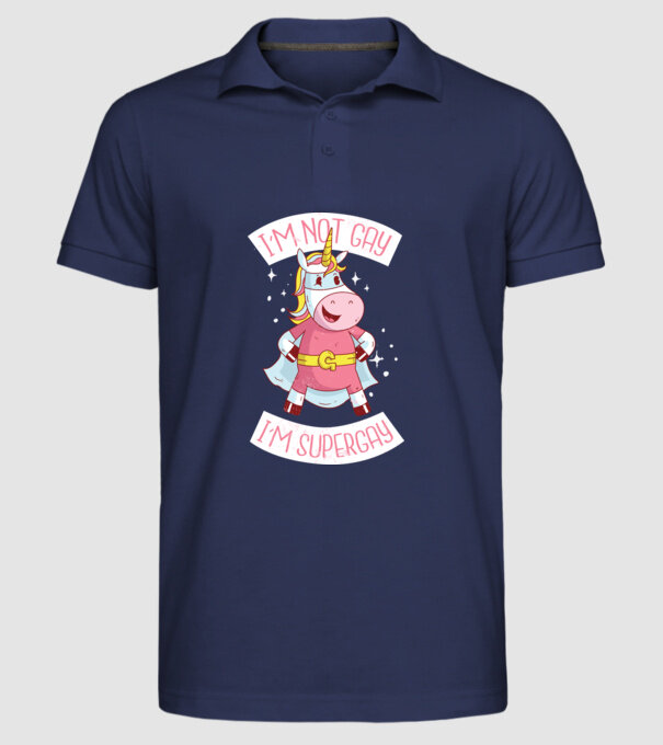 'I''m not gay i''m supergay' model albastru închis pe tricou