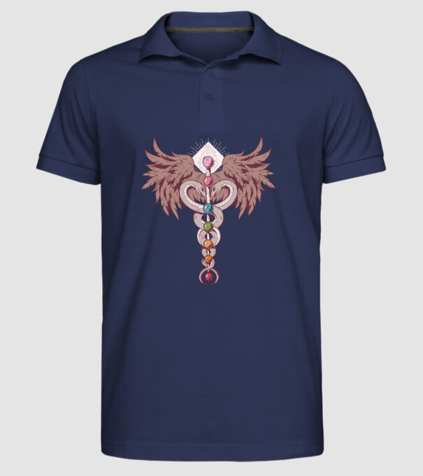 Chakra yoga model albastru închis pe tricou