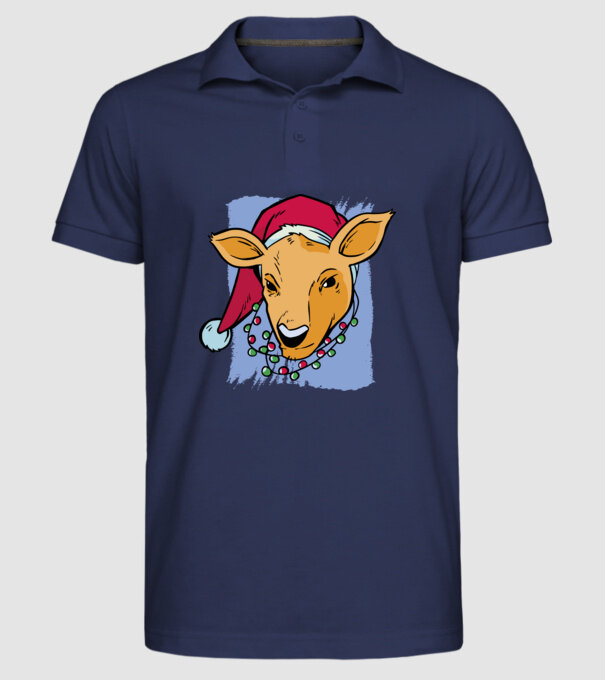 Cerb de Crăciun model albastru închis pe tricou
