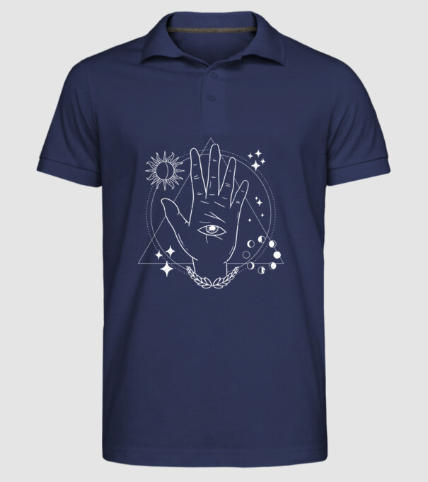 Mână Ochi atotvăzător model albastru închis pe tricou