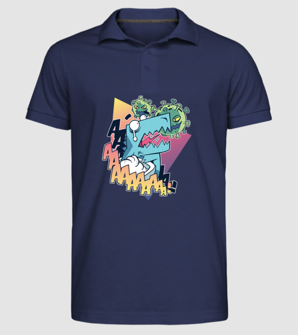 Covid Dino model albastru închis pe tricou