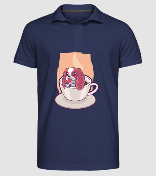 Cafea câine model albastru închis pe tricou