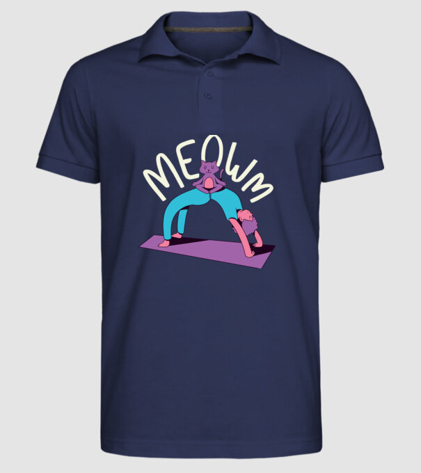 Meowm - Pisică Yoga model albastru închis pe tricou