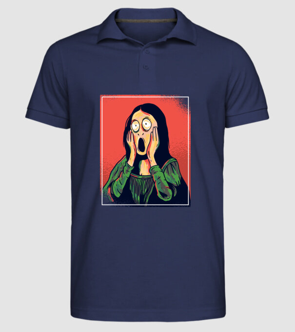 Mona Lisa țipăt model albastru închis pe tricou