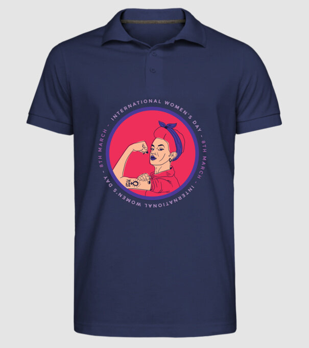 Ziua Internațională a Femeii 8 martie model albastru închis pe tricou