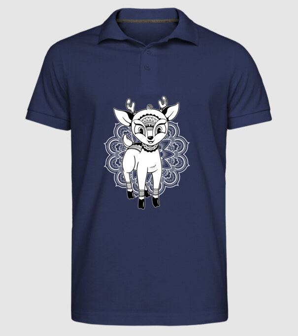 Mandala Căprioară model albastru închis pe tricou