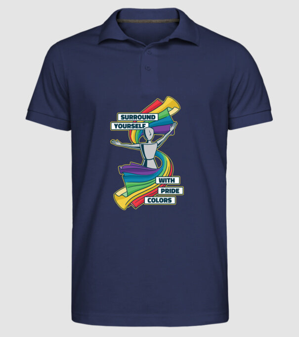 Pride cu curcubeu model albastru închis pe tricou