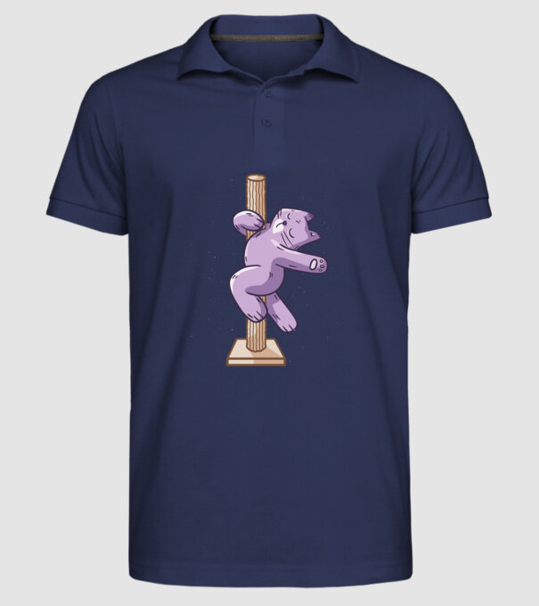 Pisică Dansatoare la bară model albastru închis pe tricou