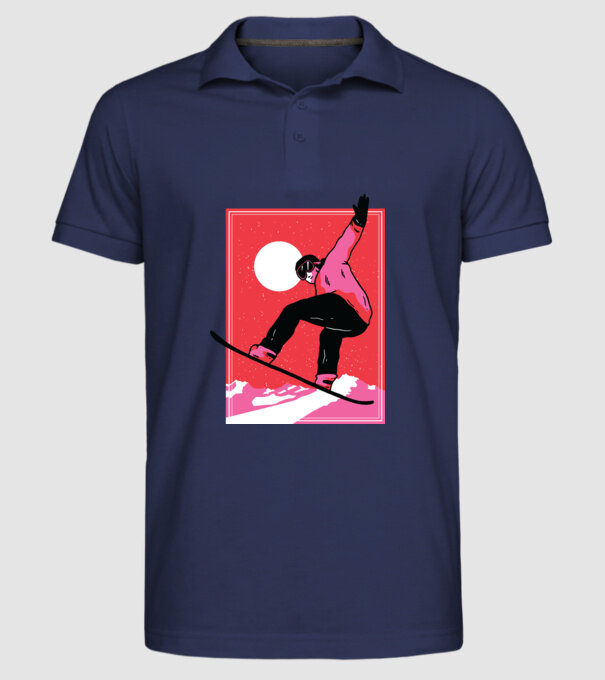 Snowboard poster model albastru închis pe tricou