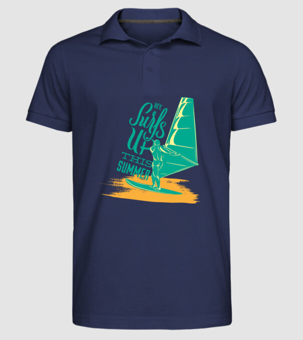 Surfs up this summer model albastru închis pe tricou