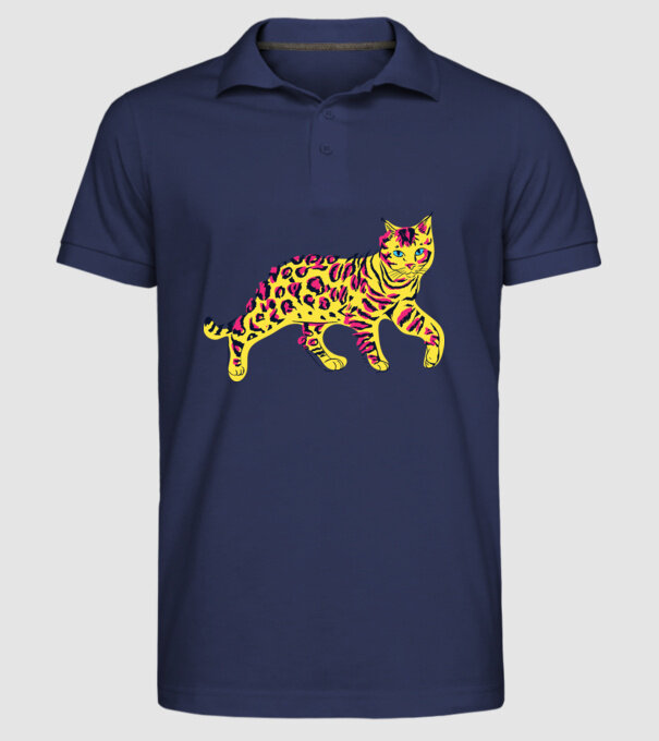 Pisică Abstract colorat model albastru închis pe tricou