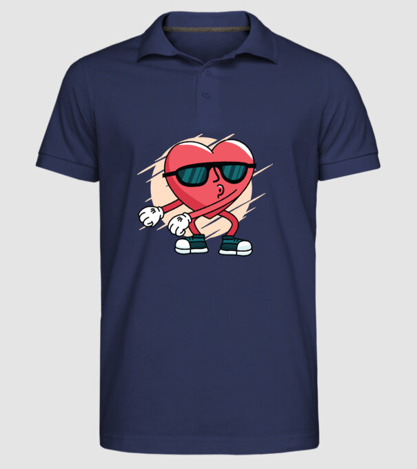 Inimă DAB Floss Heart tricou model albastru închis pe tricou