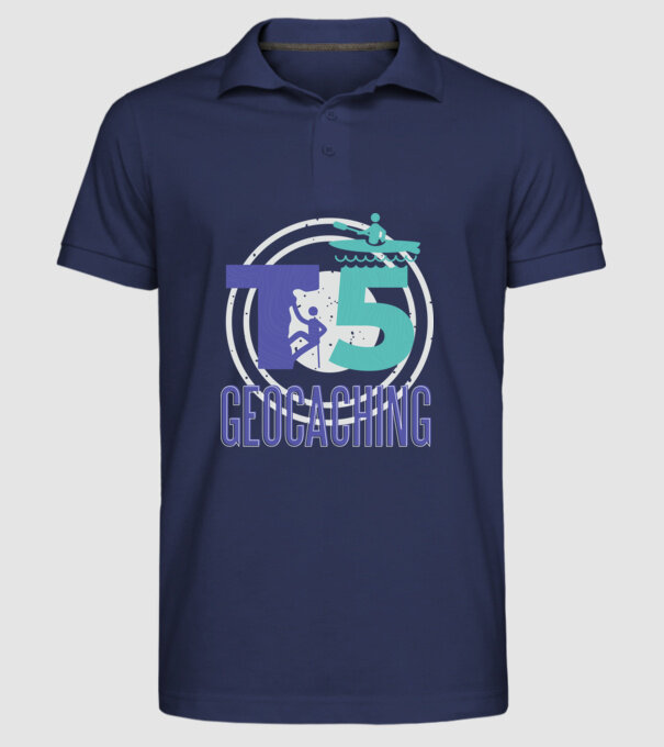 T5 Geocaching model albastru închis pe tricou