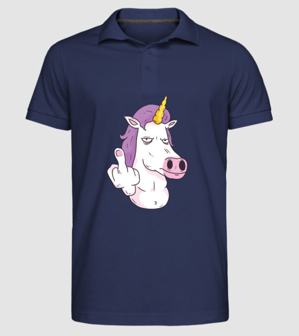 Unicorn arată degetul model albastru închis pe tricou