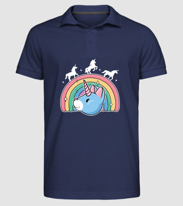 Pisică Unicorn model albastru închis pe tricou