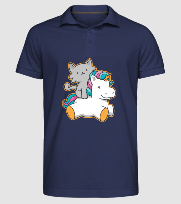 Unicorn Cu pisică model albastru închis pe tricou