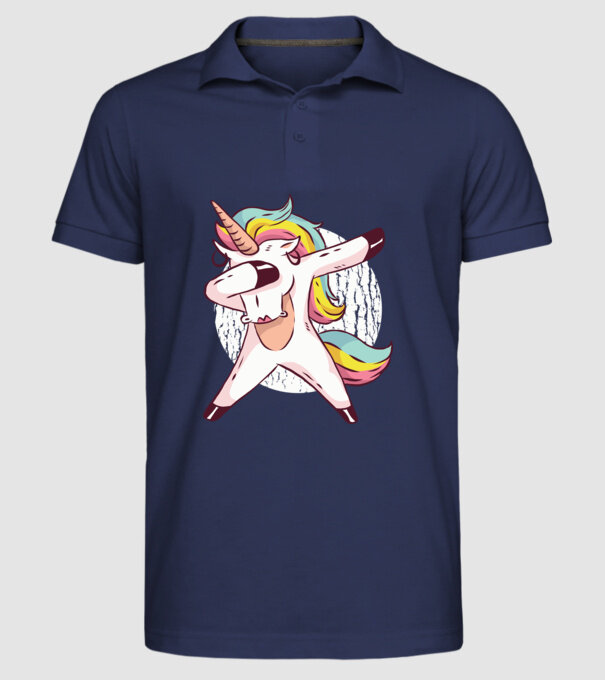 Unicorn DAB model albastru închis pe tricou