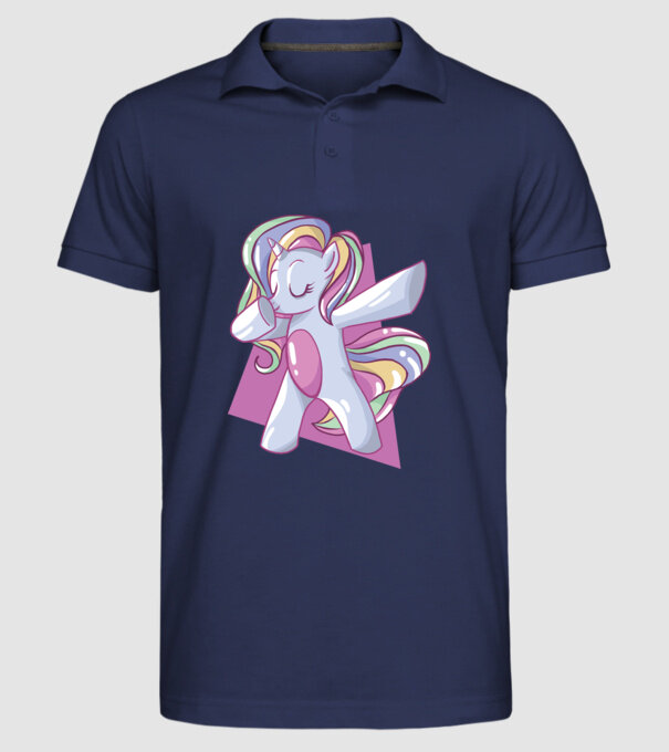 Unicorn DAB model albastru închis pe tricou